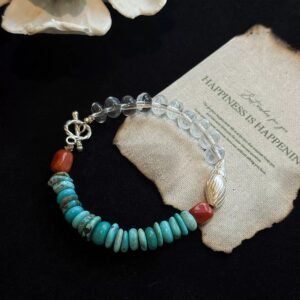 Turquoise & Clear Quartz Bracelet — "Happiness is Happening"